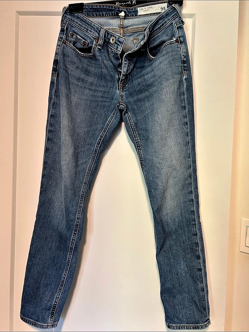 rag & bone Straight dre low-rise slim fit boyfriend jeans Blue Waist 23